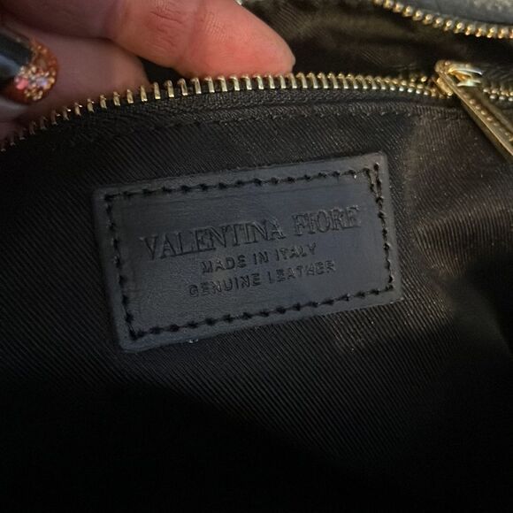 Valentina Fiore blue weave gold stud chain Italian leather shoulder bag - Picture 4 of 12